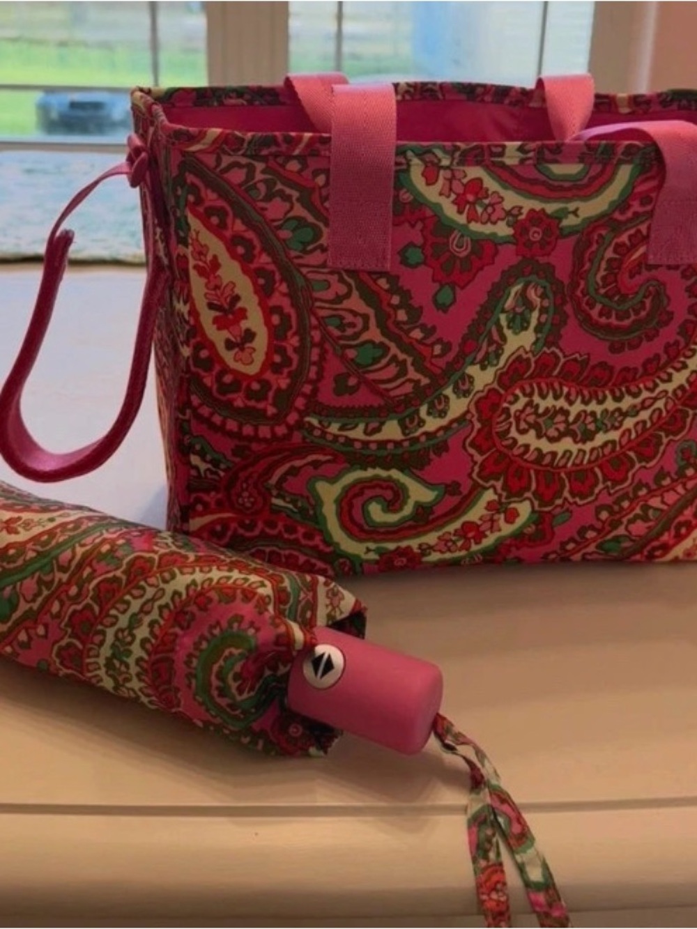 Vera Bradley Pink Paisley Tote with Matching Umbrella